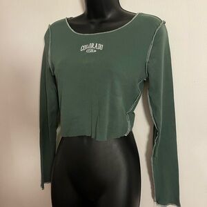 Forever 21 Green Long Sleeve Crop Top